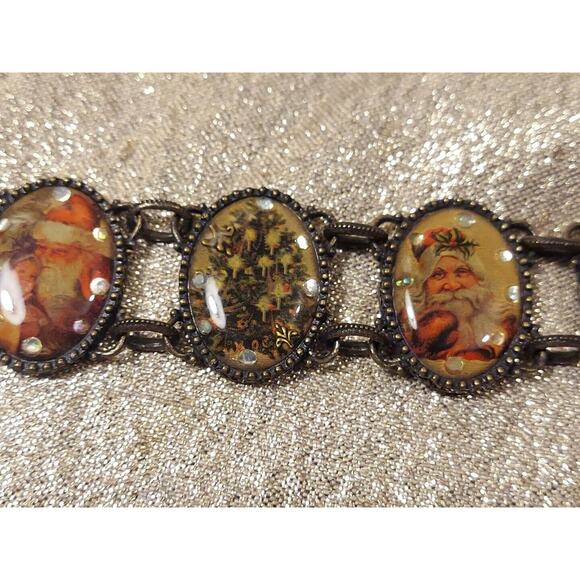 Vintage Nina Ricci for Avon Christmas Old World Antiqued Bronze Tone Bracelet 8" - Picture 4 of 9